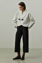Buckle Detailed Polka Dot Jacket Ecru - 4