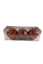 3 Pieces Christmas Tree Ball Ornament (8 cm) - Red Glitter and Gold Striped Luxury Tree Decoration Set (Pv - 3