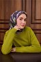 وشاح حرير تويلي منقوش باللون الأخضر الليلكي مقاس 90x90 - 3