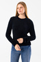 Women's Crew Neck Corded Fabric Detailed Knitwear Sweater Black - 25-567 - 4