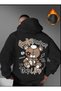 Injured Teddy Bear Printed Streetwear Hoodie - 2