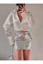 Women's Sequin Gray Mini Skirt