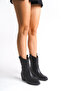 Black Leather Women's Boots Western Cowboy Non-Slip Sole Thick Heeled Gloria - 7