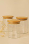 3-Piece Striped Glass Storage Container Set – 610 ml Jar Set with Airtight Bamboo Vacuum Lids - 5