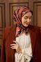 وشاح حريري من التويل باللون الأزرق الداكن مع نمط نحاسي 90x90 - 6