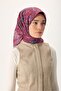 Thin Cotton Soft Scarf Fuchsia-Patina Green Patterned Non-Slip Textured Tok Duruşlu 90X90 - 5