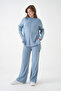 Women Mock Neck Slit Sweater Pants Knitwear Top-Bottom Set - 3