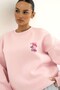 Women's Oversize Sweatshirt Piglet Hugs Printed Pink – Crew Neck, 3 Thread Ribbed - 2