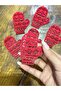6 Pieces Red Gloves Felt Embroidery 7X5 cm - 3