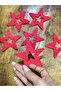 8X8 cm 6 Piece Felt Star Set Red - 2