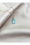 Blue Hand Designed Charm Tarnish-Free Gold Color Steel Necklace - Women's Jewelry - 3