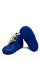 Genuine Leather Sax Blue Baby Moccasin Booties First Step Baby Booties - 5