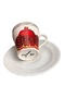 Signed Hand-Painted Porcelain Coffee Cup and Saucer with a Kazak Girl and Pomegranate Image - 6