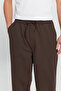 Men's Brown Cotton Baggy Fit Relaxed Fit Tie Waist Side Pocket Knitted Sweatpants - 5