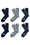 Winter Navy Blue Gray Anthracite Thick Soft Textured Seamless Cotton Thermal Long Terry Socks 6 Pairs - 2