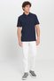 Men's Navy Blue 100% Cotton Trendy Seasonal Ribbed T-Shirt Slim Fit Polo Collar - 2
