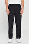 Men's Black Cotton Baggy Fit Relaxed Fit Tie-Waist Side Pocket Knitted Sweatpants