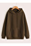 Men's Thick Coffee Color Hooded Three Thread Sweatshirt Hoodie Cotton