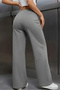 Women's Gray Wide Leg 3 Thread Fleece Winter Sweatpants - 3