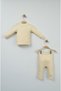 Cute Kangaroo Embroidered 100% Cotton Ecru Ribbed Baby Set - 3