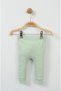 Cute Kangaroo Embroidered 100% Cotton Green Ribbed Baby Set - 5