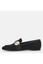 Large size women's loafer with gold buckle 41-42-43-44-black suede - 6