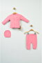 Cute Rabbit Patterned 100% Cotton Pink Baby Set - 2