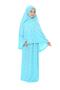 Girl Child Two Piece Star Pattern Long Headscarf Prayer Dress Blue - 3