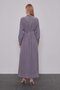 Gray Waist-Tie Pleated Detail Cupra Dress - 4
