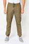 Men Regular Fit Plain Cargo Pants, Khaki