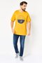 Men Crew Neck Short Sleeve Brand Logo T-Shirt, Mustard - 3