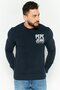 Men Crew Neck Graphic Print Long Sleeve Sweatshirt, Navy Blue
