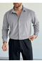 Corded Fabric Velvet Shirt with Regular Fit and Long Sleeves