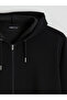 Giyçık Store Den Black Standard Fit Hooded Men's Zippered Sweatshirt - 6
