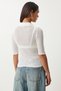 Polo Neck Lightweight Transparent Knitwear Blouse Lfn0119 Ekru - 6