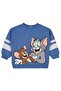 Sleeve Striped Printed 2-5 Years Old Sweatshirt - Blue 3-4 Years Old