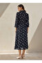 Midi Denim Shirt Dress with Floral Print - 3