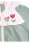 Velvet Embroidered Hooded Green Winter Baby Girl Jacket - 3