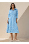 Midi Denim Shirt Dress with Floral Print