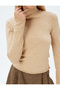 Turtleneck Regular Fit Camel Hair Sweater Women 5Wak90412Ht - 5