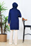 Embroidery Detailed Beaded Mercerized Cardigan N3280 Navy Blue - 4