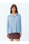 Slim Fit Shirt Collar Blue Women's Shirt 5Wak60084Pw6S5 - 3