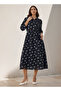 Midi Denim Shirt Dress with Floral Print