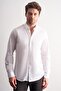 White Buttoned Collar Self Patterned Knitted Long Sleeve Product Slim Fit 100% Cotton Shirt 100425