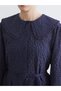 Lcwaikiki Classicnavy Blue Peter Pan collar Plaid Seersucker Women's Shirt - 3
