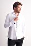 White Long Sleeve Horse Collar Plain Cotton Slim Fit Shirt 1004255215