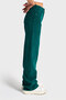 Women's Petrol Green Doris 29w5-118 Straight Fit High-Waist Thick Corded Velvet Fabric Pants - 5