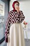 Zigzag Patterned Short Knit Sweater – Burgundy - 8