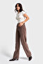Women's Pastel Brown Doris 29W5-140 Straight Fit High Waist Thick Corded Fabric Velvet Velvet Fabric Trousers - 3