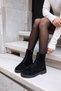 Parvini Women's Black Real Suede Boots - 8
